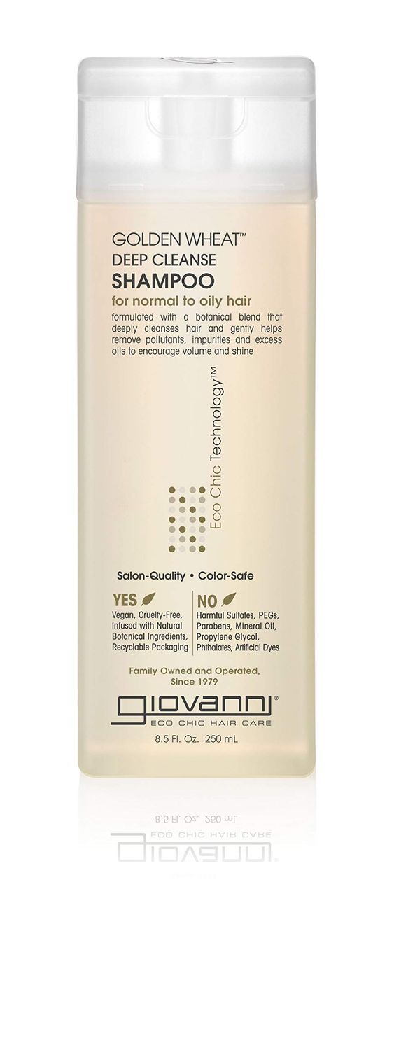 GIOVANNI ECO CHIC Golden Wheat Deep Cleanse Shampoo - Shampoo for Oily hair, Deep Cleansing With Botanical Oils, Helps Encourages Volume &amp; Shine, Color Safe - Spearmint Oil + Aloe Vera, 8.5 oz