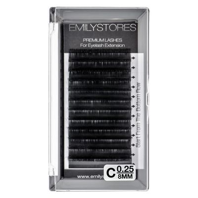 EMILYSTORES Eyelash Extensions 0.25mm Thickness C Curl 8mm Length For Lash Extensions Volume Individual Semi-Dull Black Eyelashes(0.25,C,8mm)