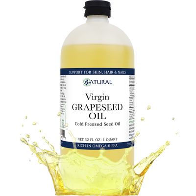 Zatural Grapeseed Oil Organically Grown 100% Pure Cold Pressed Virgin High Tempurature Cooking Oil (32oz)