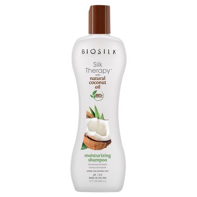 BioSilk Silk Therapy with Natural Coconut Oil Moisturizing Shampoo, Cleanses &amp; Replenishes Moisture, Sulfate, Paraben &amp; Cruelty-Free, 12 Oz