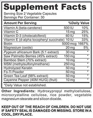 Powerful Hair Plus - Unique Vitamins with Biotin for Healthy Hair, Skin & Nails, Addresses Deficiencies Impacting Hair Loss, Thinning & Regrowth in Men and Women, 30 Day Supply