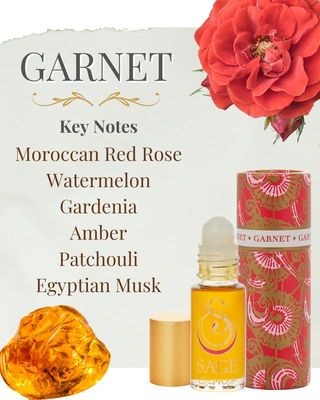 Garnet Perfume Oil Roll-On by Sage- 1/8 oz, Vegan &amp; Cruelty-Free, Earthy Scent, Moroccan Rose, Amber, Egyptian Musk