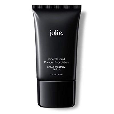 Jolie Liquid Powder Mineral Foundation, Super Silky Hydrating Oil-Free Makeup, SPF 15 Mineral Sunscreen &amp; Primer - Vitamins A, C &amp; E Antioxidants, For All Skin Types (Cameo Beige)
