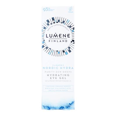 Lumene Purity Dew Drops Hydrating Eye Gel - Dark Circle Eye Cream with Hyaluronic Acid &amp; Under Eye Serum + Puffy Eyes Treatment, 15ml