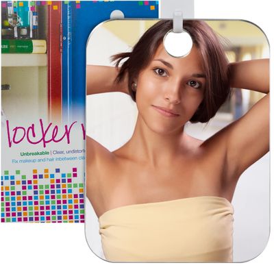 The Shave Well Company Locker Mirror for Office, Gym, or School | Full-Face Travel-Friendly Hanging Mirror with Convenient Handheld Option | Includes Removable Adhesive Hook