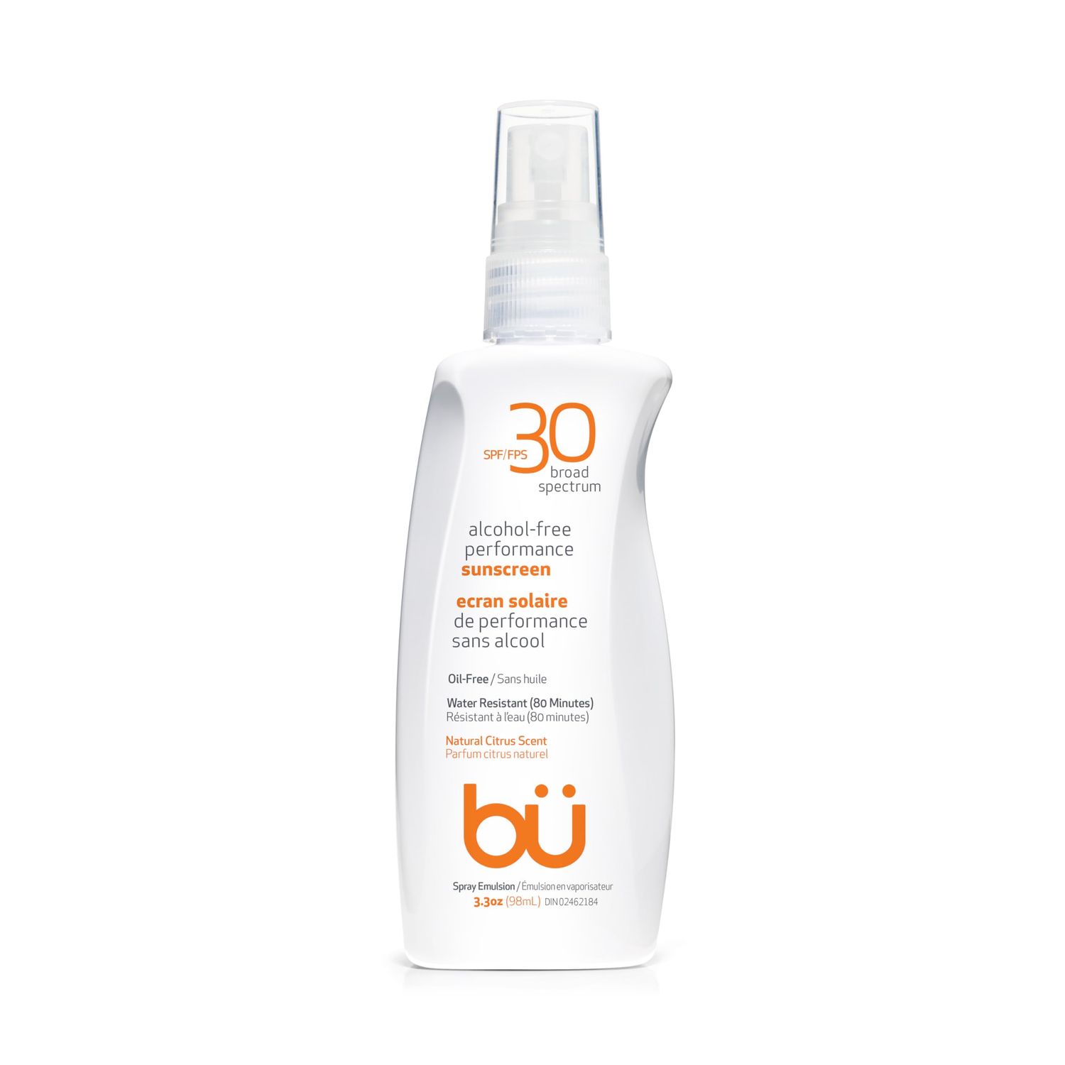 Bu SPF 30 Ultrafine WOWmist Sunscreen Spray - Clear, Non Greasy, Non Toxic, Non Comedogenic. Sweat &amp; Water-Resistant. Travel, Sport, Sensitive Skin (Natural Citrus, 3.3 oz)