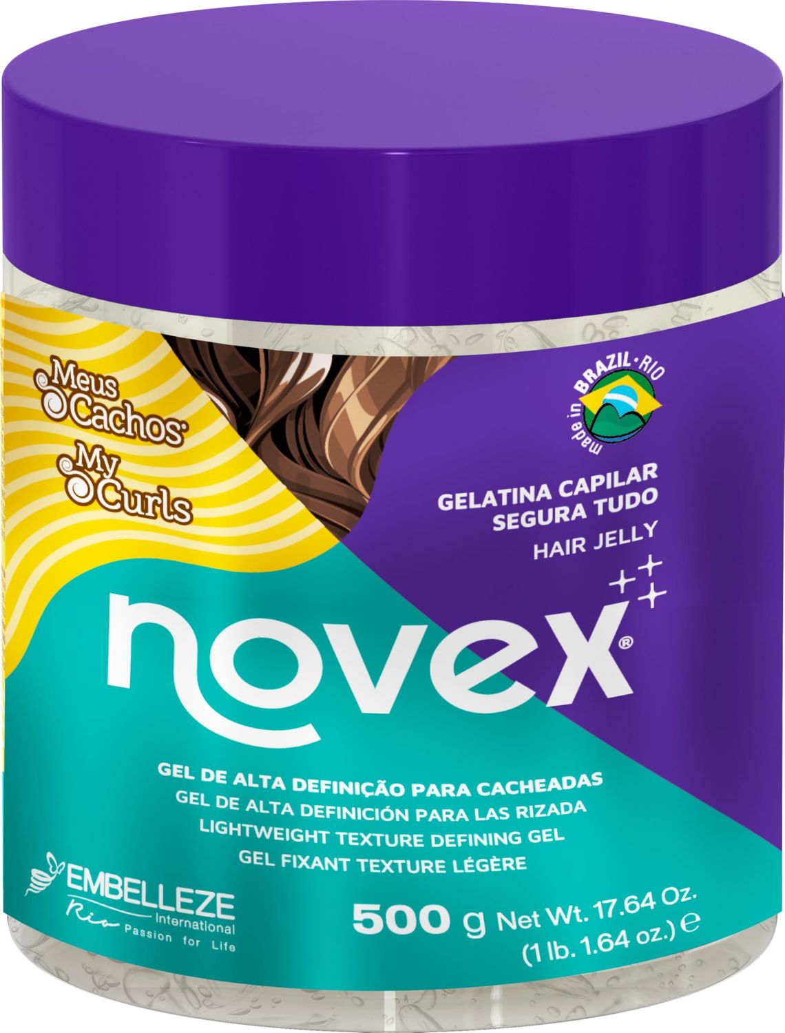 NOVEX My Curls Super Fixing Jelly 500g/17.6oz Infused with Pure 100% Natural Aloe Vera &amp; D-Panthenol - Suitable for ALL Curl Types and Textures