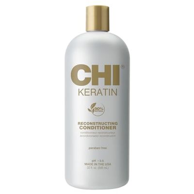 CHI Keratin Reconstructing Conditioner, Delivers Healthier Hair, Adds Shine &amp; Helps Prevent Future Breakage, Sulfate, Paraben, &amp; Cruelty-Free, 32 Oz