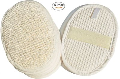 6Pack (Large 6.3x4.3 inches) Exfoliating Face Body Pad (100% Soft Terry Cloth) Cloth Materials Loofah Sponge Scrubber Brush Close Skin for Men and Women When Bath Spa and Shower