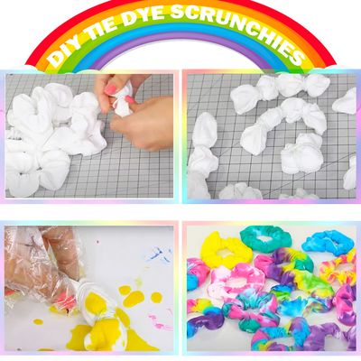 IVARYSS White Scrunchies for Tie Dye, DIY Cotton Bow Scrunchies, Headbands, 3 Kinds of Party Activities Hair Accessories for Girls and Women, 20 Pieces