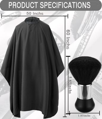 Borogo Professional Hair Cutting Cape with Neck Duster Brush, Salon Barber Cape, Hairdressing Accessories (Black)