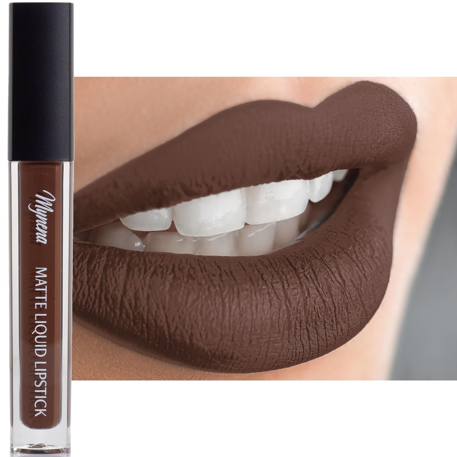 Mynena Brown Long-Lasting Matte Liquid Lipstick Intense Color Smudge-Proof &amp; Waterproof Comfortable Hydrating Shea Butter Vegan &amp; Cruelty-Free | Cyndia