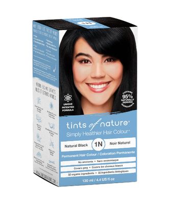 Tints of Nature 1N Natural Black Permanent Hair Dye, Nourishes Hair and Covers Greys, Ammonia-Free, 130ml