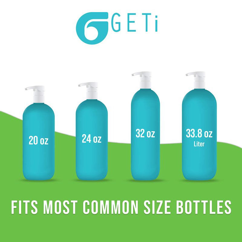 2-Pack Liter 33.8 oz Shampoo Conditioner Pump Dispenser | Fits Most Salon Brand Liter Size Bottles with a 1-inch Wide Opening | White | by Geti Beauty