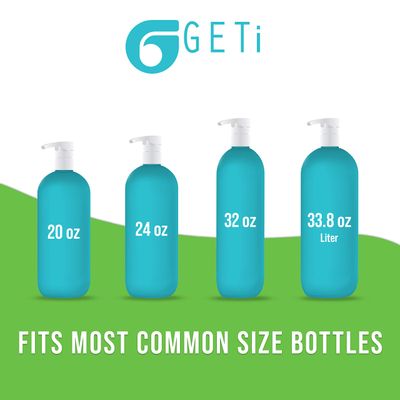 2-Pack Liter 33.8 oz Shampoo Conditioner Pump Dispenser | Fits Most Salon Brand Liter Size Bottles with a 1-inch Wide Opening | White | by Geti Beauty