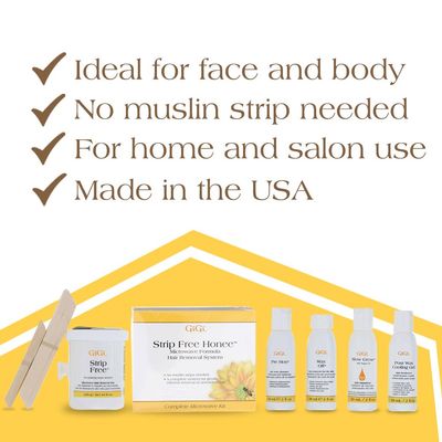 GiGi Strip Free Honee Complete Hair Waxing, at Home Hair Removal Kit
