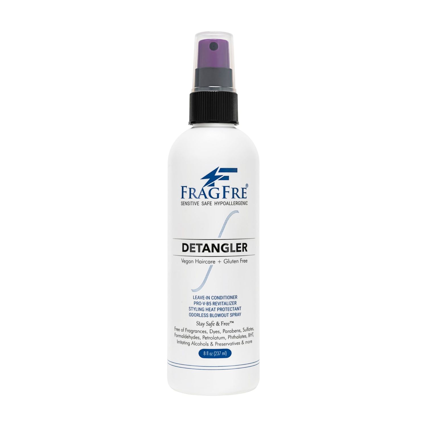 FRAGFRE Hair Detangler Spray, 8 oz - Leave in Conditioner for Sensitive Skin and Scalp - Styling Heat Protectant Spray - Gluten Free Vegan Cruelty Free