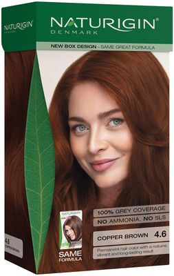 Naturigin Permanent Hair Dye, 4.6 Copper Brown, Ammonia and Paraben Free, up to 100% Gray Hair Coverage, Long Lasting, Vegan, Cruelty Free