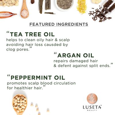 Luseta Shampoo and Conditioner Set with Tea Tree and Argan Oil for Oily Hair Clarifying, Fighting Dandruff Sulfate Paraben Free for Men and Women 2x16.9oz