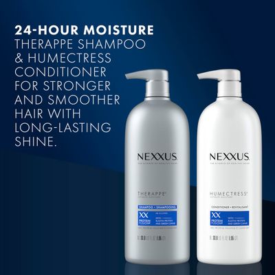 Nexxus Shampoo and Conditioner and 3 Hair Treatment Masks Therappe Humectress 5 Pack for Dry Hair Silicone-Free, Moisturizing Caviar Complex and Elastin Protein 33.8 oz & 1.5 oz