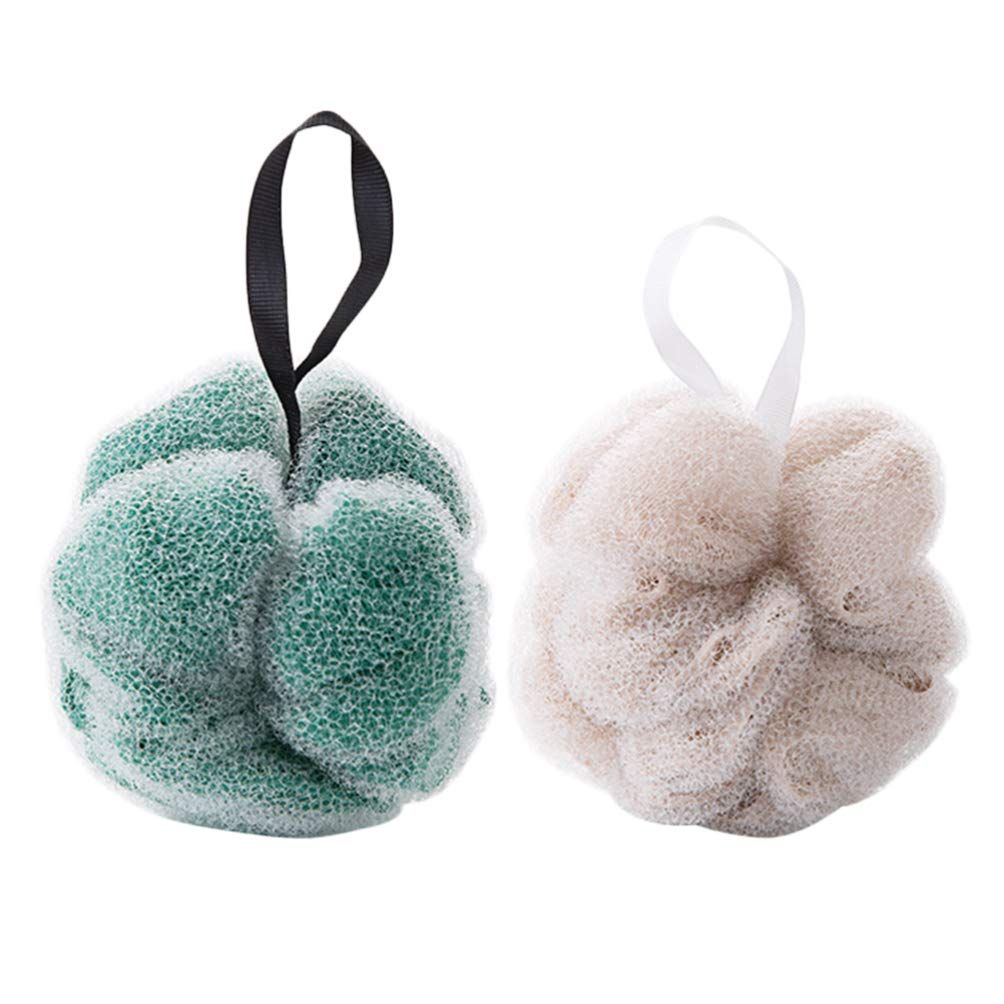 Healifty Shower Accessories Bathtub Scrubber Bath Loofahs Sponge Shower Pouf Body Scrubber Mesh Pouf Bath Sponge Body Scrubber Exfoliator 2pcs (Khaki and Green) Bath Loofah Shower Loofah