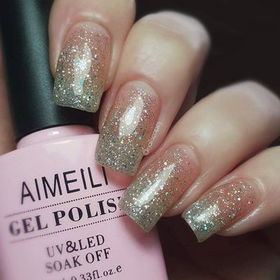 AIMEILI Valentine's Day Gel Nail Polish Set, French Tips White Gel Nail Polish Kit Clear Nude Pink Glitter Black Gel Polish Set Of 6pcs X 10ml - Kit Set 1