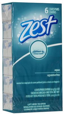 Zest Complete Bath Bar, Aqua Pure, 3.2 Ounces (6 Bars)
