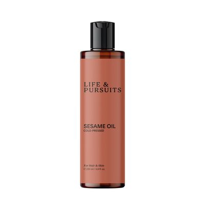 Life &amp; Pursuits 100% Cold-Pressed Unrefined Sesame Oil - Nourishing Oil for Hair and Skin, Promotes Radiance, Moisture, and Healthy Growth for Men &amp; Women (6.76 Fl Oz)