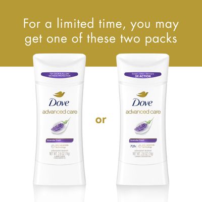 Dove Advanced Care Antiperspirant Deodorant Stick Lavender Fresh for Helping Repair Skin Barrier After Shaving, with 72-Hour Sweat & Odor Protection, 2.6 oz