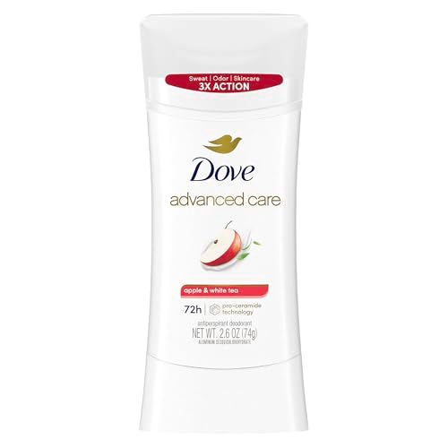 Dove Advanced Care Antiperspirant Deodorant Stick Apple &amp; White Tea to Help Repair Skin Barrier After Shaving, with 72-hour Sweat &amp; Odor Protection, 2.6 oz