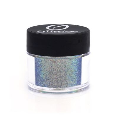 GLITTIES - Blazing Blue - Nail Art Iridescent Fine (.008&quot;) Glitter Powder - for Gel Nail Polish, Gel and Acrylic Nail Powder - (10 Gram Jar)