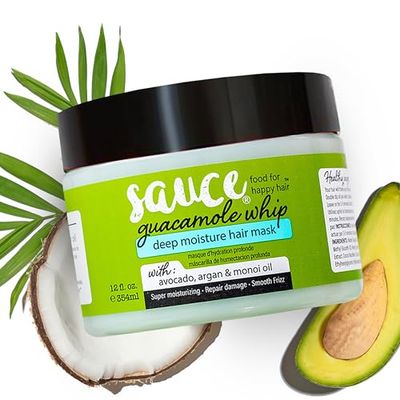 SAUCE BEAUTY Deep Conditioning Hair Mask (12 Fl Oz) Guacamole Whip Hair Mask for Damaged Hair &amp; Frizz Control with Avocado, Honey, Monoi &amp; Argan Oil, All Hair Types