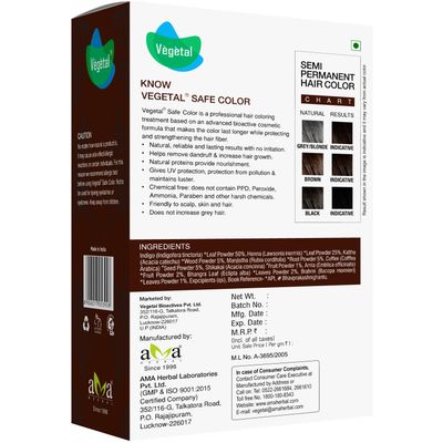 Vegetal Safe Hair Color - Dark Brown 50gm Certified Organic Chemical and Allergy Free Bio Natural Hair Color with No Ammonia Formula for Men and Women