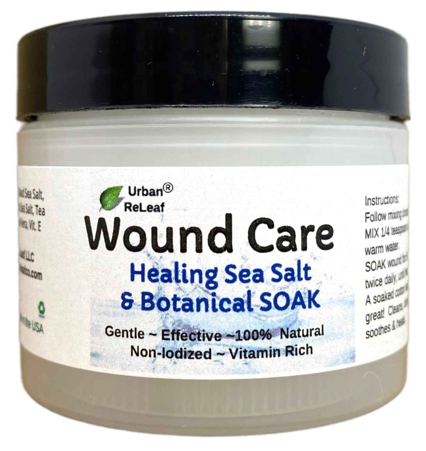 Urban ReLeaf Wound Care ! Soothing Sea Salt &amp; Botanical SOAK ! Clean and Calm Wounds. Gentle, Effective, Non-iodized, 100% Natural. Vitamin Rich