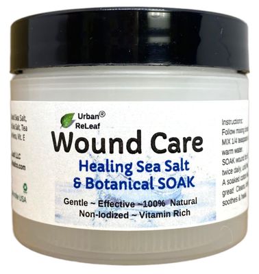 Urban ReLeaf Wound Care ! Soothing Sea Salt &amp; Botanical SOAK ! Clean and Calm Wounds. Gentle, Effective, Non-iodized, 100% Natural. Vitamin Rich