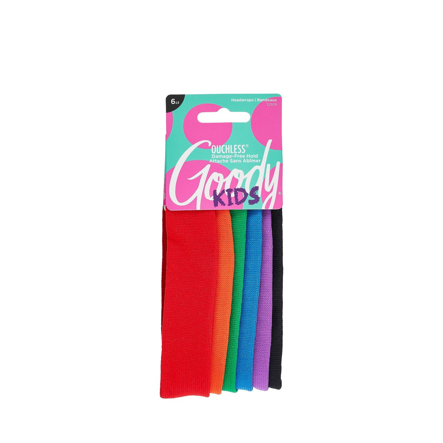 Goody Ouchless Jersey Headwrap, Assorted Colors, 6 Count