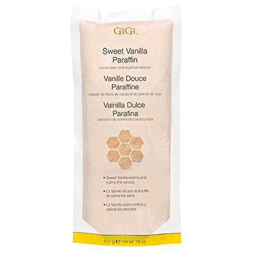 GiGi Paraffin Wax, Sweet Vanilla Paraffin Bath Wax With Spa Quality Finish, with Cocoa Bean and Soybean Extracts, 16 Oz.