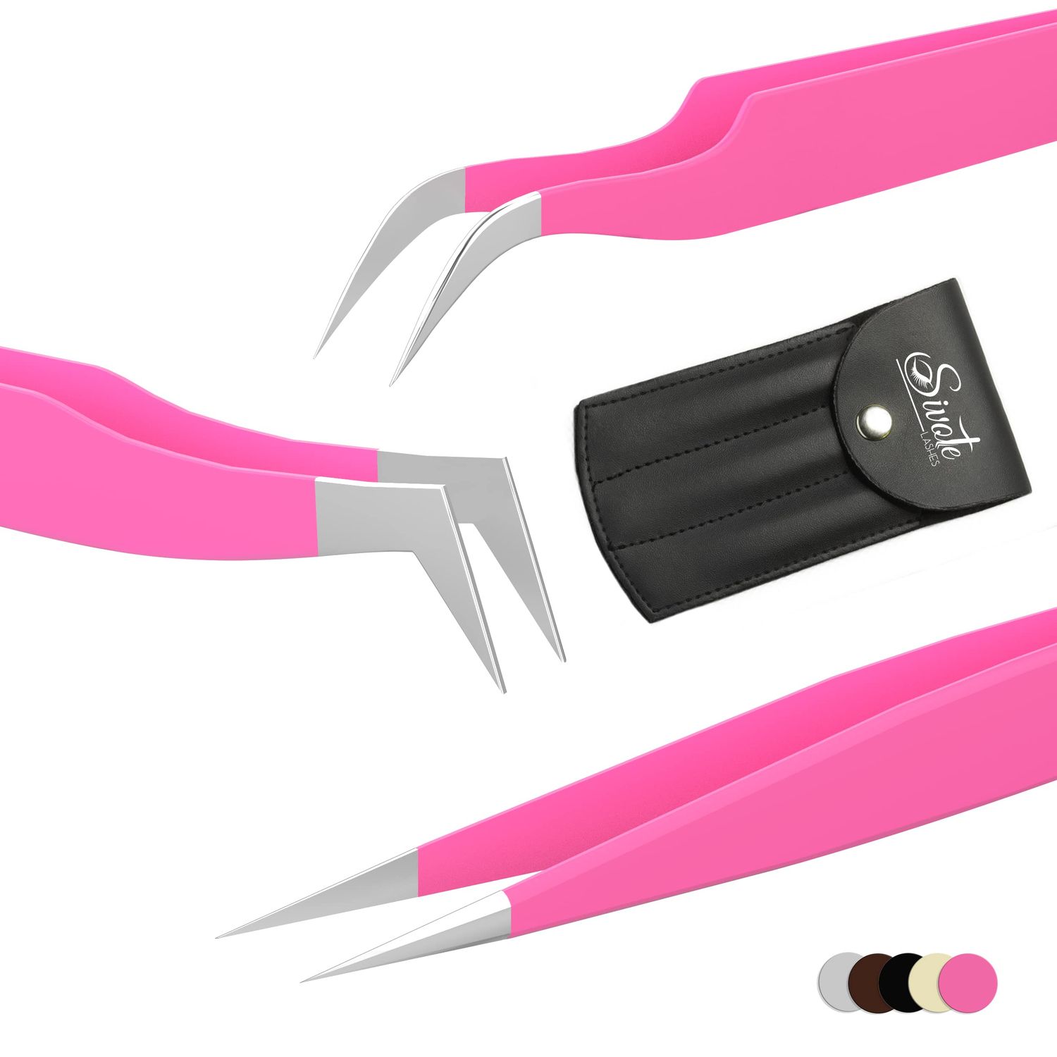 SIVOTE Lash Tweezers for Eyelash Extensions for Volume, Isolation &amp; Classic Lashes, 3 Pack, Pink