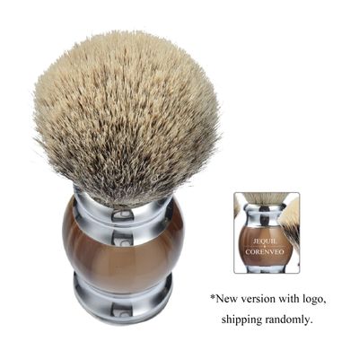 Je&amp;Co 100% Silvertip Badger Hair Shaving Brush, Handmade Shaving Brush with Fine Resin Handle and Stainless Steel Base (Brown)