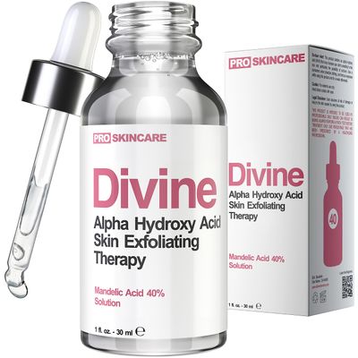 Mandelic Acid 40% AHA Liquid Exfoliant - Gentle Exfoliating Mandelic Acid Peel for Acne Scars, Folliculitis, Dark Spots &amp; Blackheads - Pore Minimizer Chemical Peel for a Glow Up, 1 Fl Oz