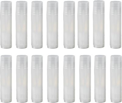BesYouSel 5ml Plastic Empty Lipstick Tubes Clear Lip Balm Containers Rotating Type Plastic Refill Lip Balm Tube with Cap,Pack of 50