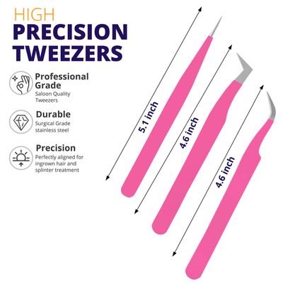 SIVOTE Lash Tweezers for Eyelash Extensions for Volume, Isolation &amp; Classic Lashes, 3 Pack, Pink