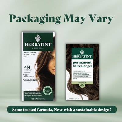 Herbatint Permanent Hair Dye For Women - 4N Chestnut - For Up To 100% Gray Coverage of Resistant Gray Hair - Ammonia-Free, Alcohol-Free &amp; Vegan - Salon Influenced Hair color 5.75 fl oz