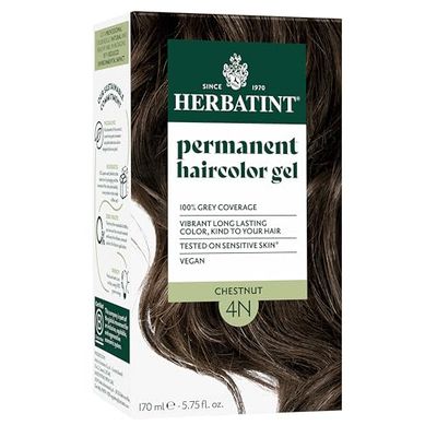Herbatint Permanent Hair Dye For Women - 4N Chestnut - For Up To 100% Gray Coverage of Resistant Gray Hair - Ammonia-Free, Alcohol-Free &amp; Vegan - Salon Influenced Hair color 5.75 fl oz