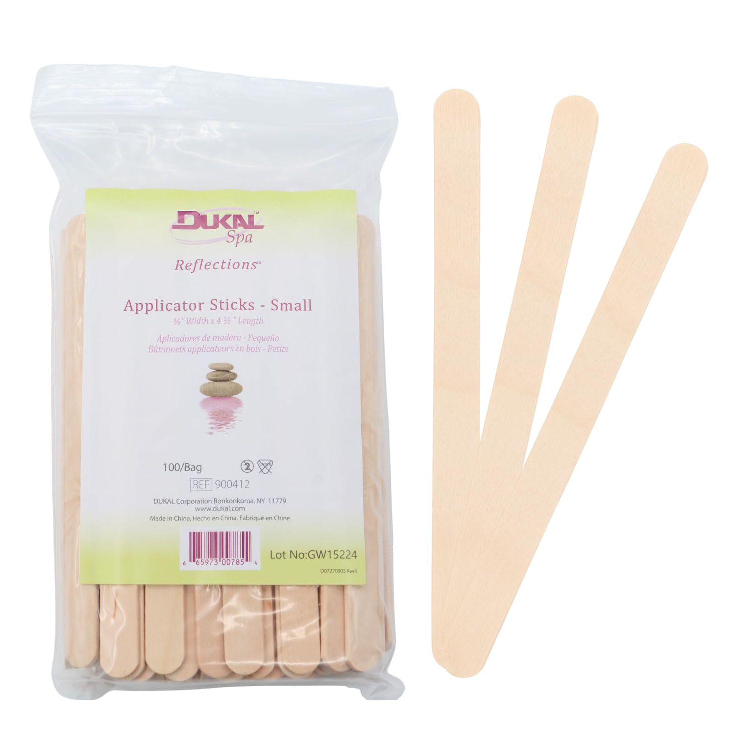 Dukal Small Wooden Wax Sticks - Body Hair Removal Applicator for Waxing, 3/8 x 4.5 (Pack of 100)