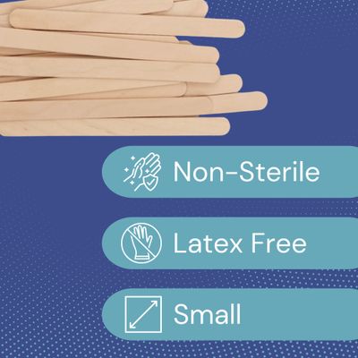 Dukal Small Wooden Wax Sticks - Body Hair Removal Applicator for Waxing, 3/8 x 4.5 (Pack of 100)