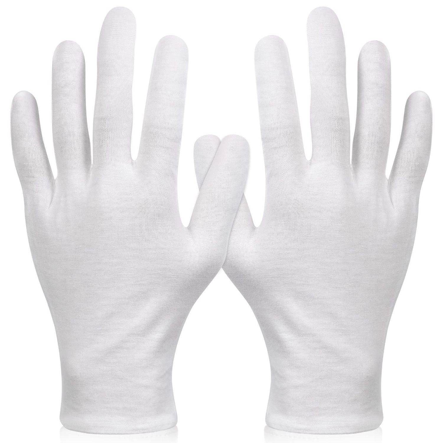 Paxcoo 6 Pairs XL White Cotton Gloves for Dry Hand Moisturizing Cosmetic Eczema Hand Spa and Jewelry Inspection