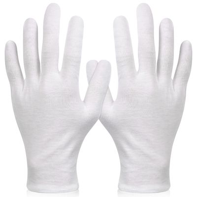 Paxcoo 6 Pairs XL White Cotton Gloves for Dry Hand Moisturizing Cosmetic Eczema Hand Spa and Jewelry Inspection
