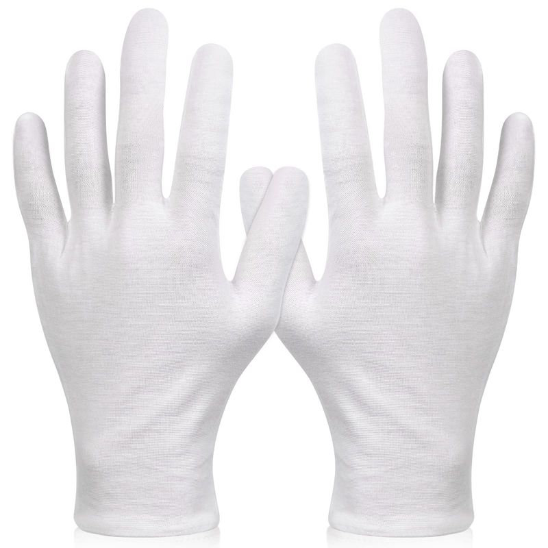 Paxcoo 6 Pairs XL White Cotton Gloves for Dry Hand Moisturizing Cosmetic Eczema Hand Spa and Jewelry Inspection