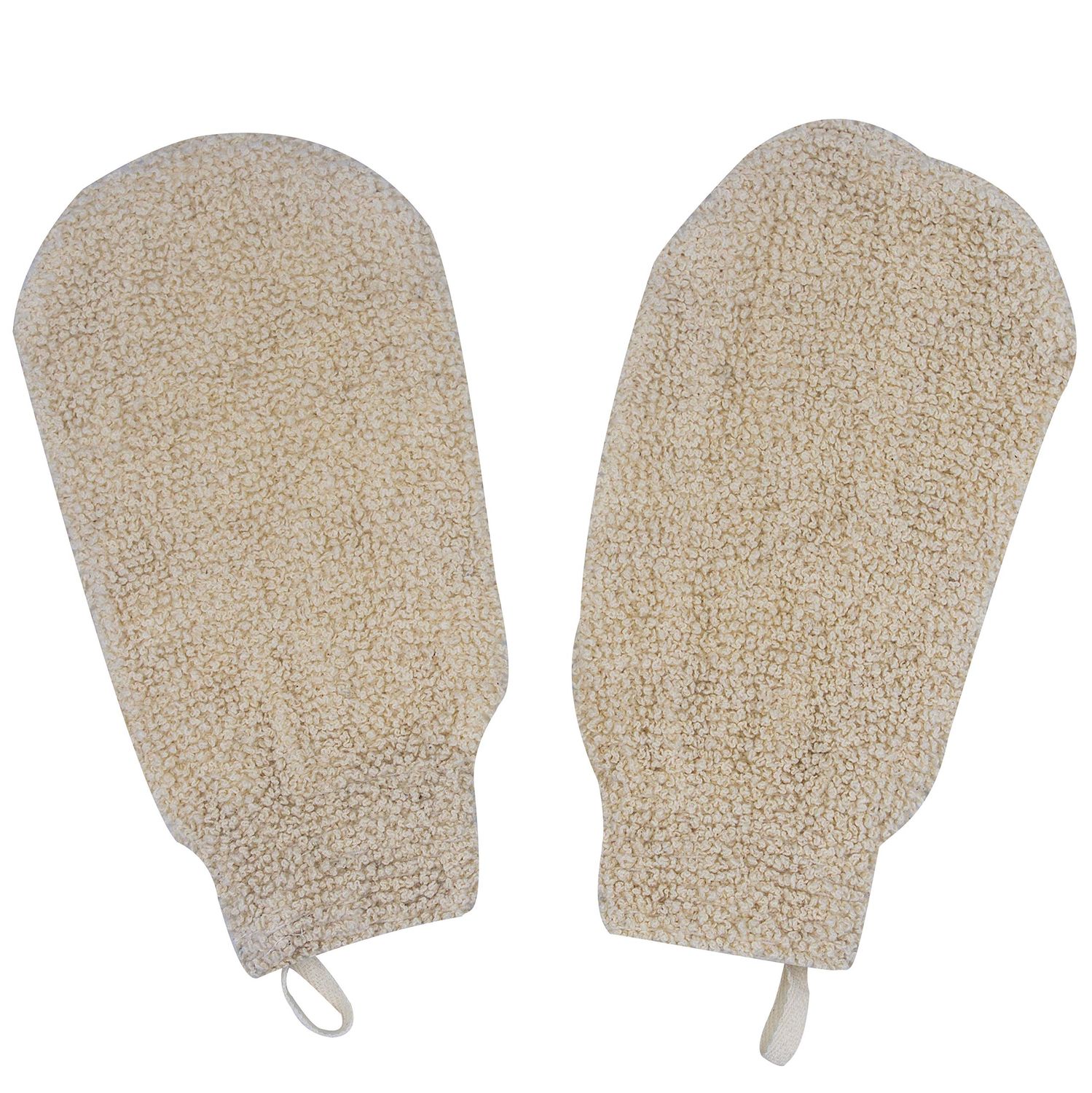 Bleu Bath (2 Pack) Natural Exfoliating Nature Terry Bath Mitt Shower Gloves Loofah Washcloth Sponge Machine Washable Body Scrubber (GENTLE RAMIE)